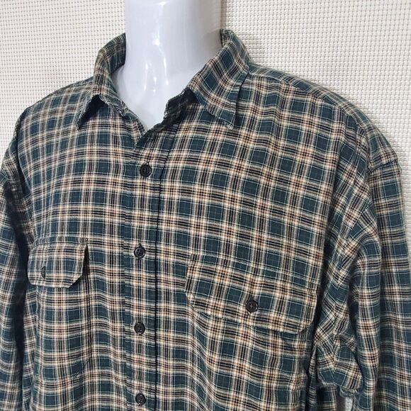 Polo Ralph Lauren Shirt Mens XL G.I. Green Plaid Cotton Wool Button Up - Picture 4 of 9